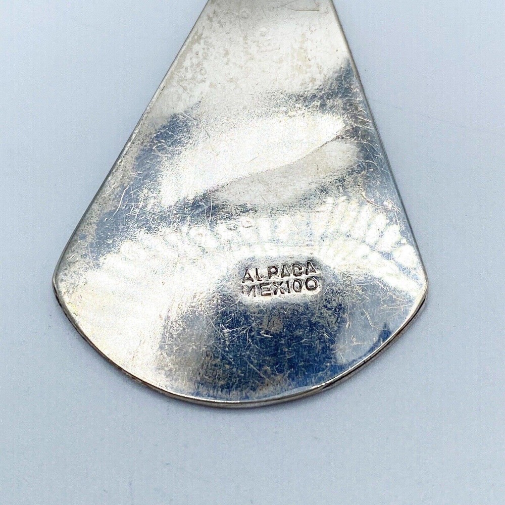 Vintage Alpaca Mexico Silver Abalone Mother of Pearl Large Dangle Earrings 3" - Picture 5 of 7